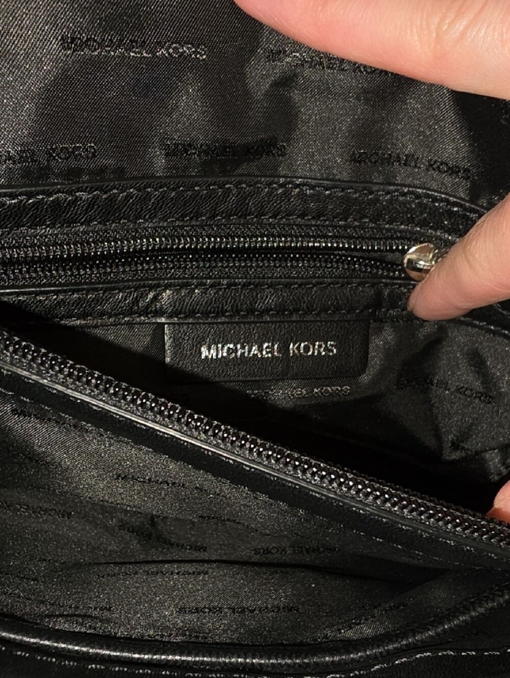 Michael Kors Black Leather Quilted Shoulder Bag with Silver Eyelets and Chain - Picture 9 of 9